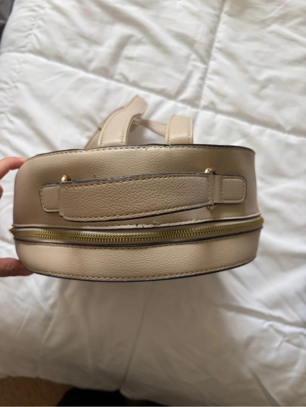 Badgley Mischka Cream Backpack with Gold Hardware